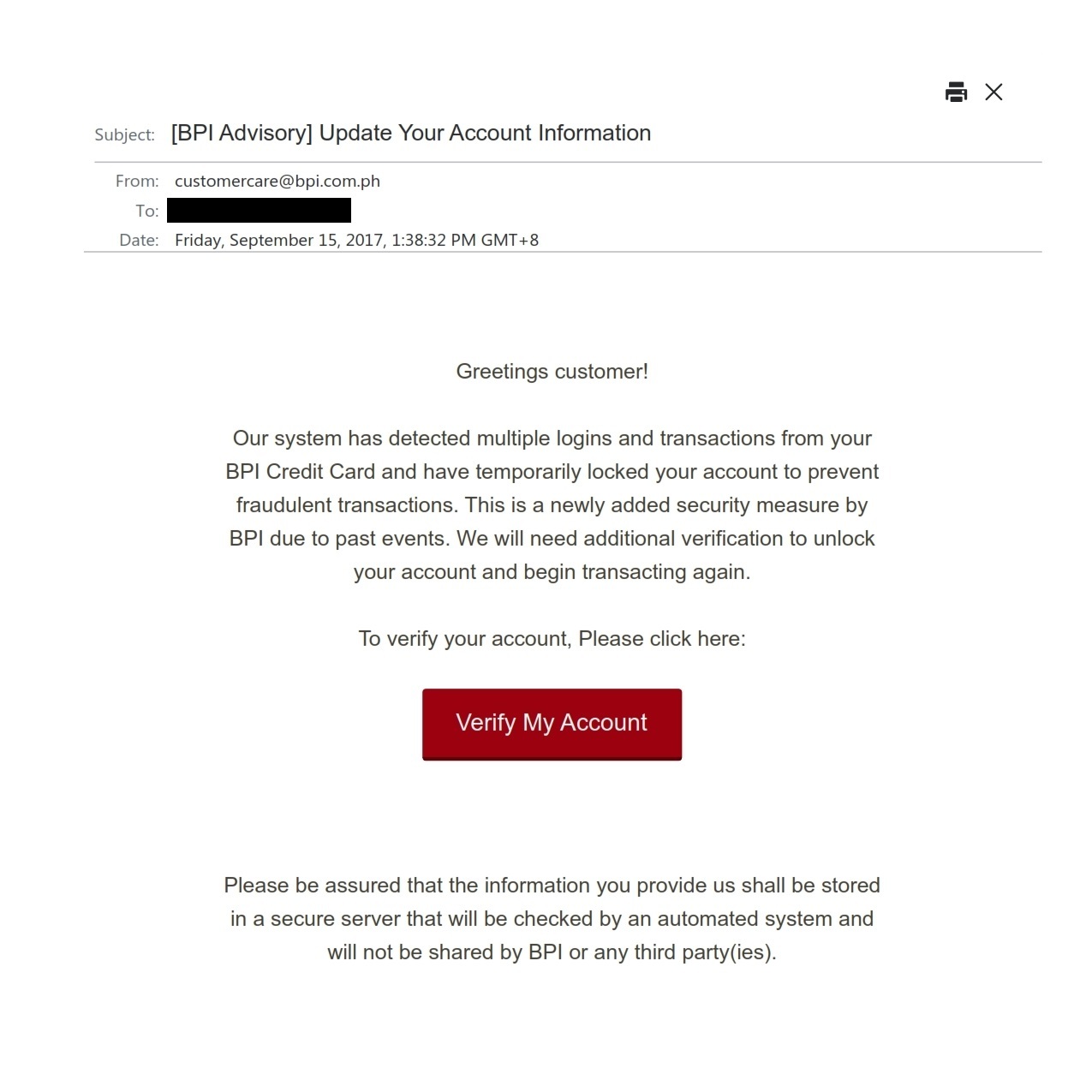 BPI Phishing Scams